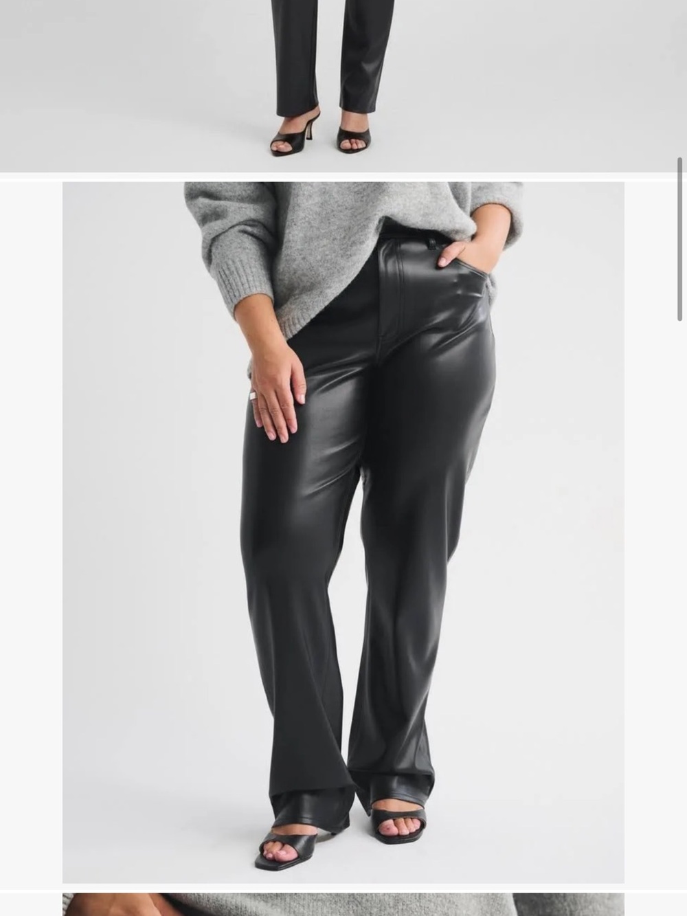 Abercrombie & Fitch Black Faux Leather Wide-Leg Pants